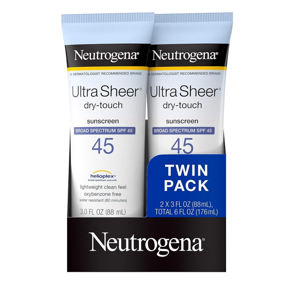 Neutrogena Ultra Sheer Dry-Touch Water Resistant and Non-Greasy Sunscreen Lotion with Broad Spectrum SPF 45 best sunscreen Who Should Wear Sunscreen