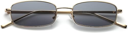 FEISEDY Vintage Small Rectangle Sunglasses Women Men