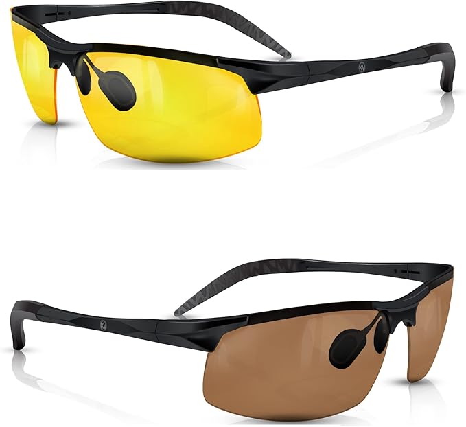 Set of 2 HD Day and Night Polarized Sunglasses 