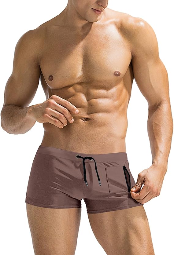 Men Brown And Tan Bikini With Matching Bucket Hat