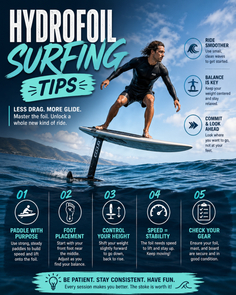 Hydrofoil surfing tips for beginners
